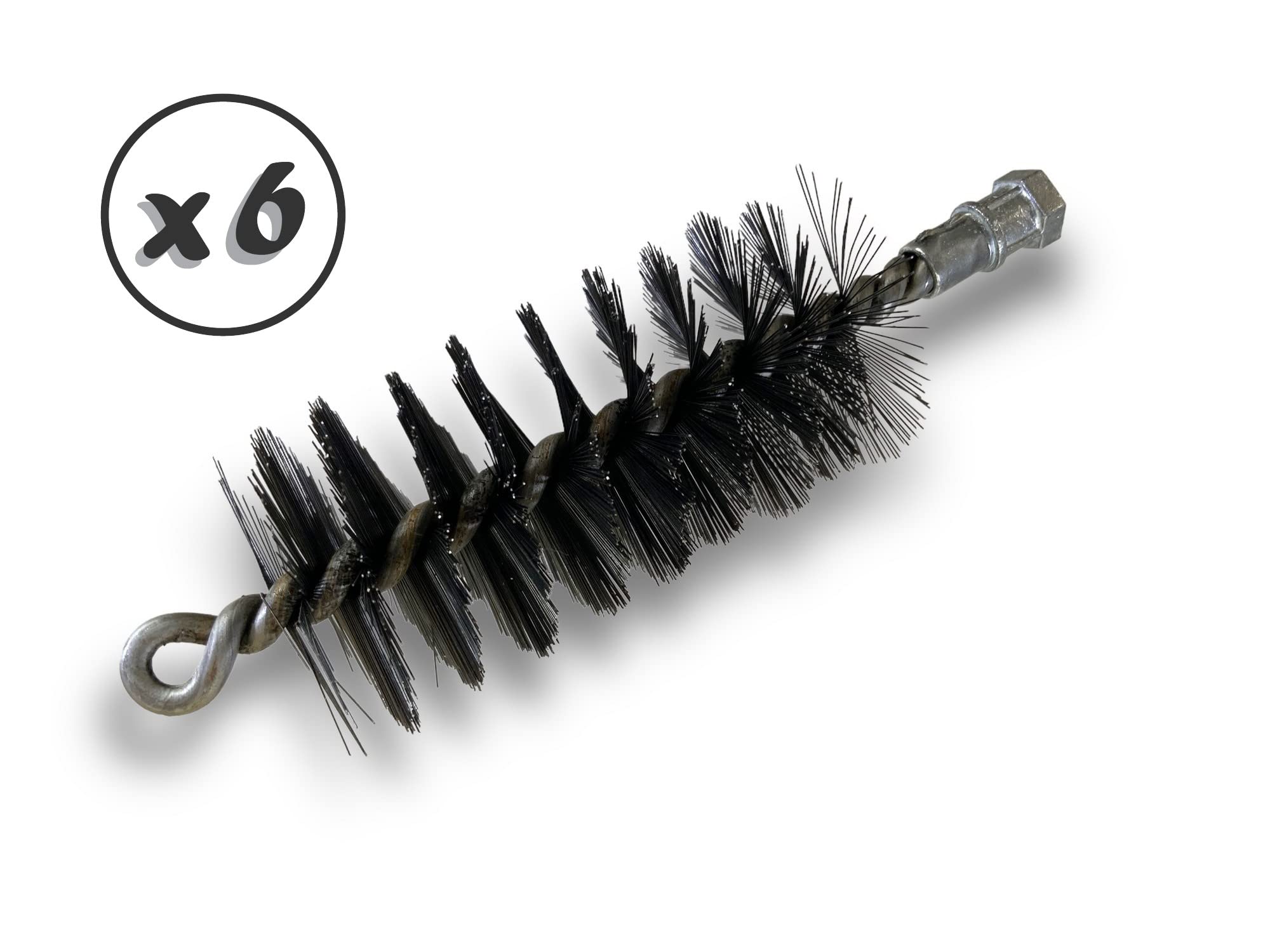 Zestaw 6 szczotek rurowych PRO STEEL Ø 60 mm | Złączka M12*175 żeńska | Stal skręcona | Szczotka do czyszczenia rur i rurociągu | Kibros 41SCA60x6