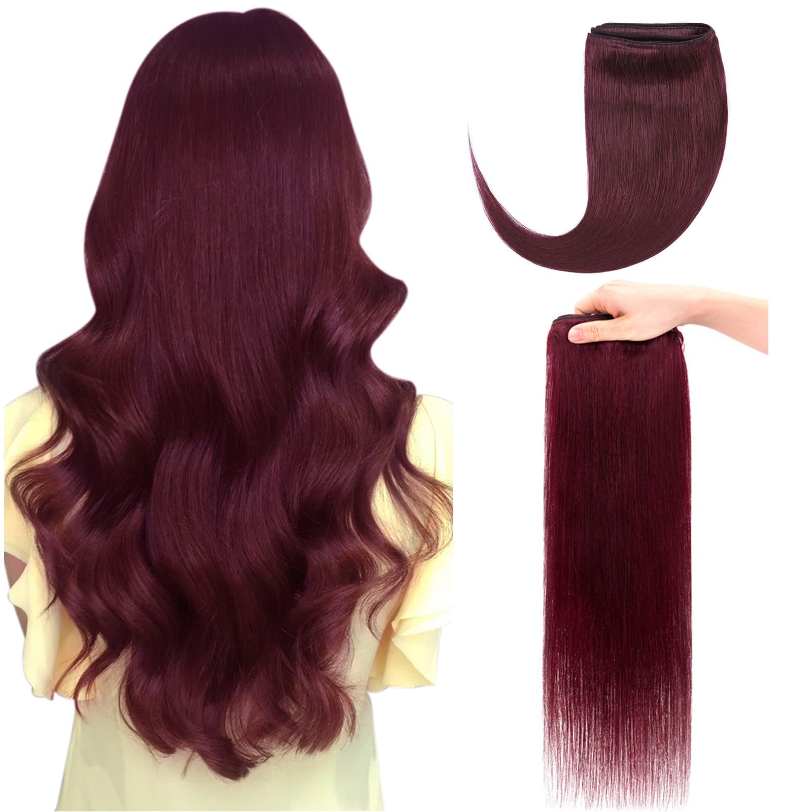 14 inch burgundy 100% human hair extensions Amazon.com : Anmetan Red Burgundy Human Hair Bundles with  main image 2