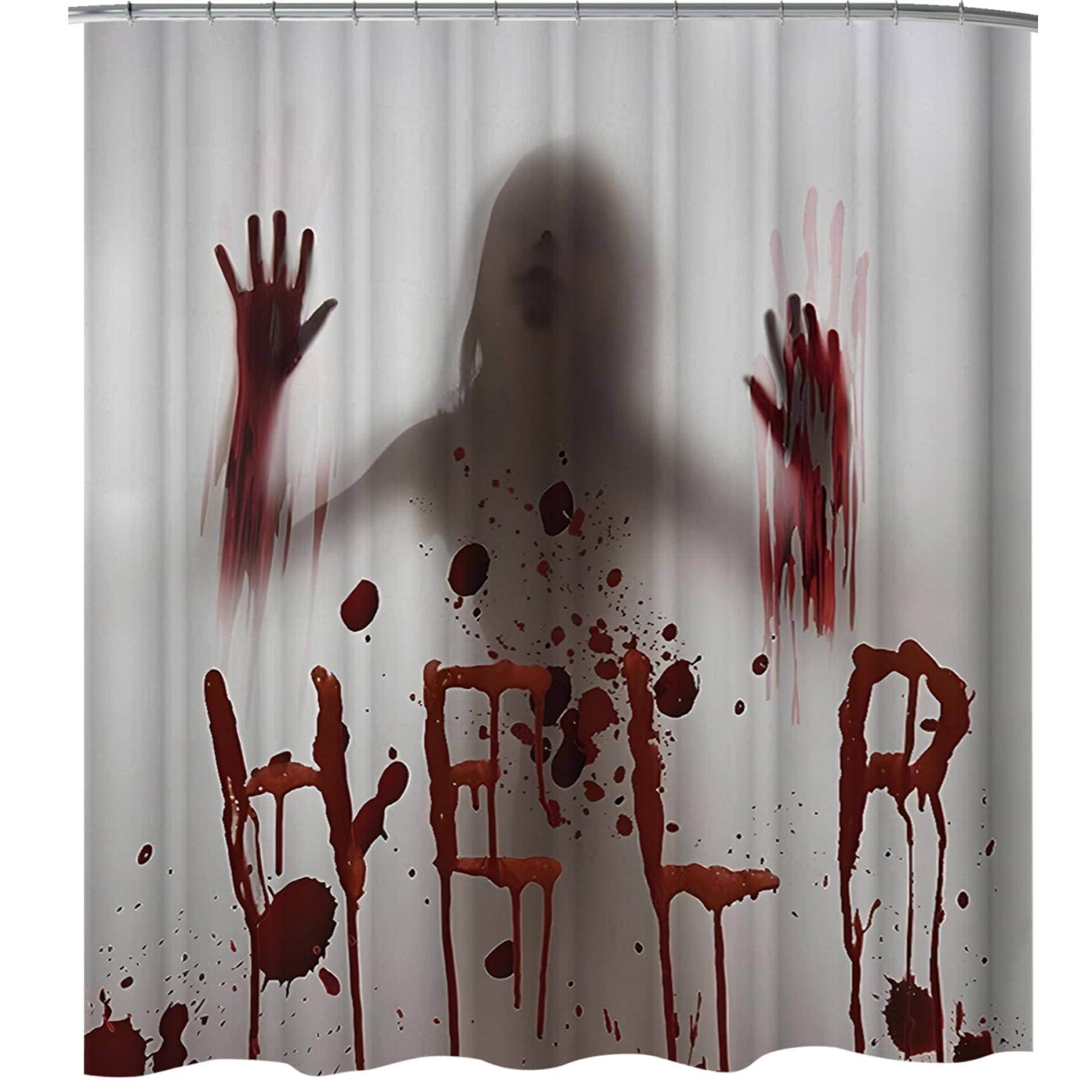 Cieirye Halloween Shower Curtain 71x71 Inch Waterproof Scary HELP Halloween Curtains with Reserved Hole Bathroom Decor for Theme Decor Haunted House