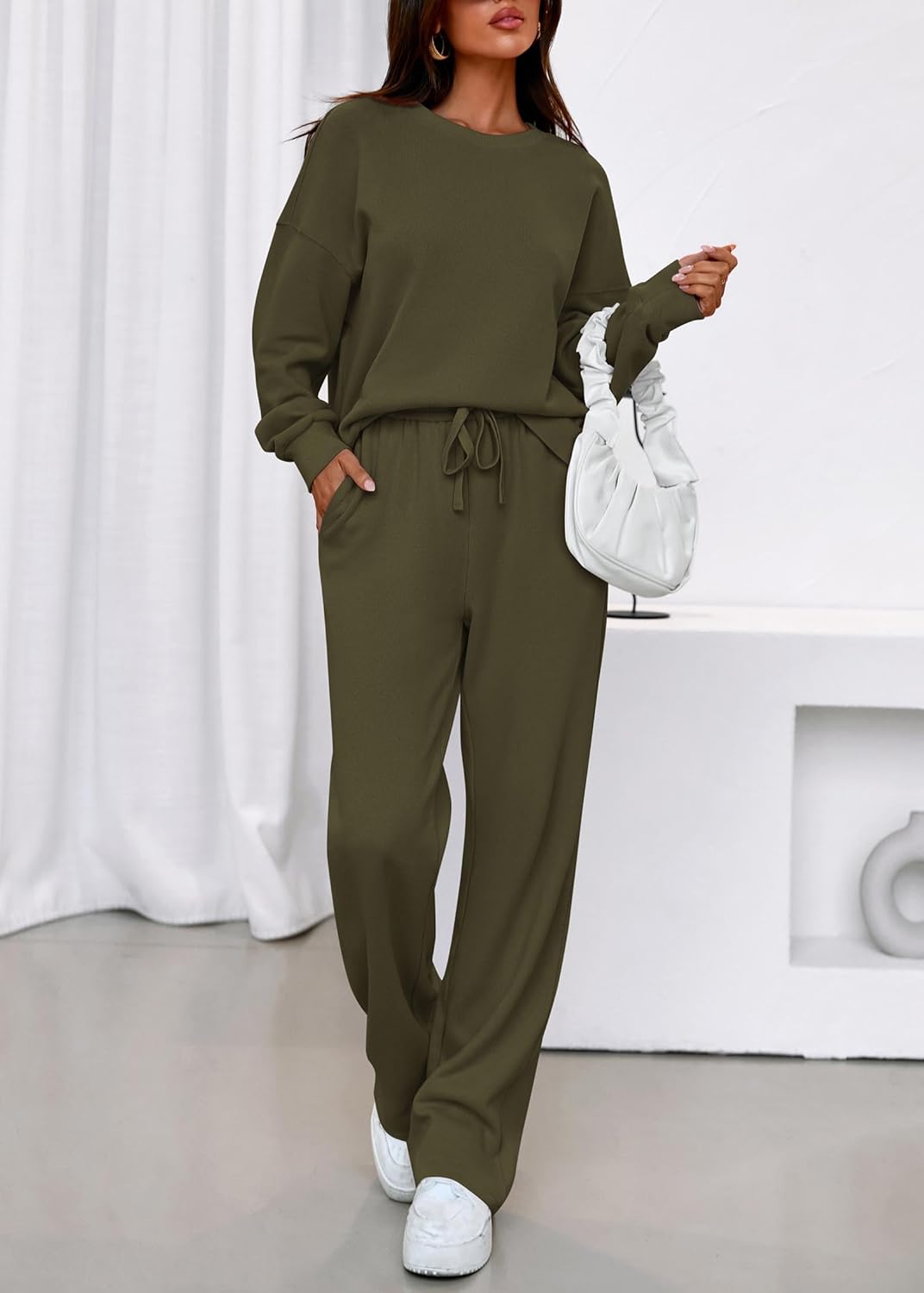 KIRUNDO Spring Fall Sweatsuits Women 2 Piece Outfit Lounge Sets 2026 Matching Airport Travel Sweatshirt Sweatpants Tracksuit - Image 4