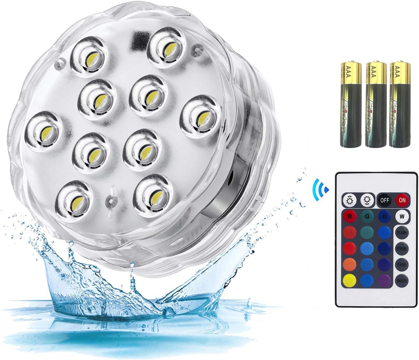 Submersible Led Lights - Waterproof Underwater Lights with IR Remote,16 Color Changing Battery Operated Tea Lights for Pumpkins,Hot Tub,Aquarium,Pool,Wedding,Christmas Party and Halloween Decor 1pack