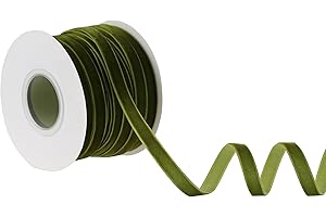 Moss Green Velvet Ribbon: 3/8 Inch Thin Velvet Ribbon for Versatility