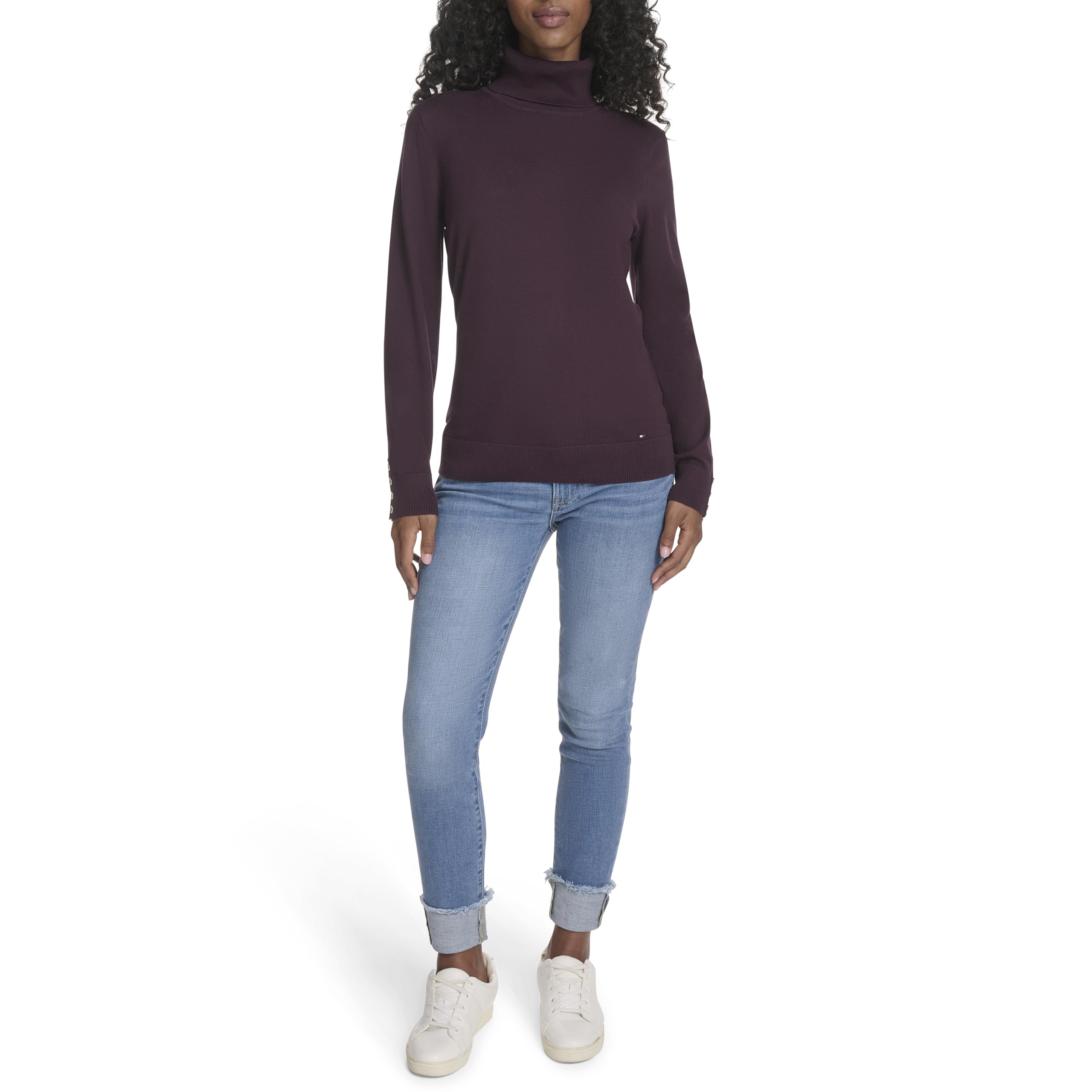 Tommy Hilfiger Cotton Lightweight Turtleneck Sweater Suéter Mujer (Pack de 1)
