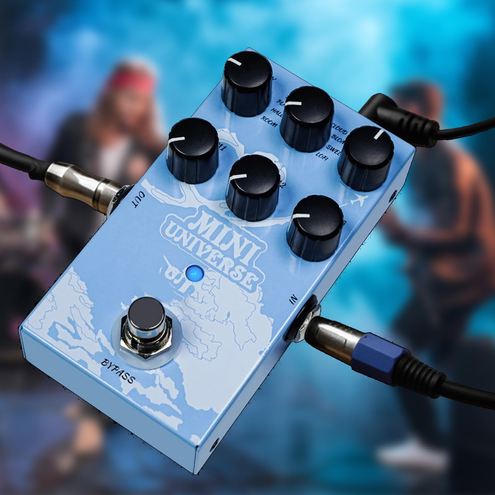 Nikou M-VAVE - Pedale effetto chitarra 9 tipi di Hall, effetto reverb caldo e autentico sonoro digitale modellazione reverb (blu)