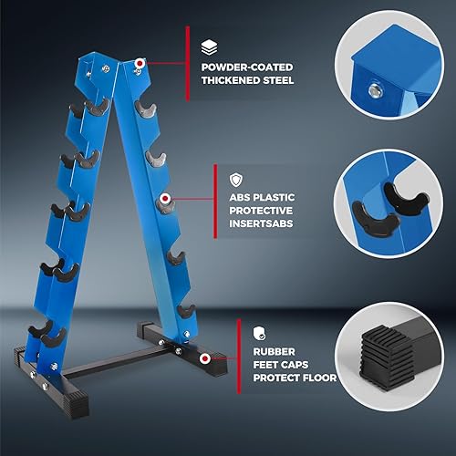 Miniatura 4 de RitFit Juego de mancuernas hexagonales de goma de 250 libras300 libras con estante para pesas, múltiples opciones de color disponibles, gran equipo