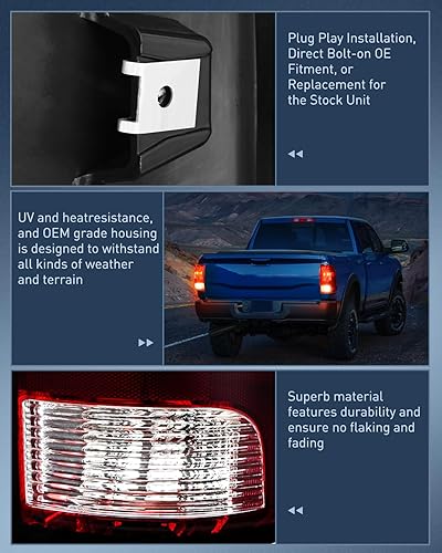 Miniatura 45 de Nilight Conjunto de luz trasera para Dodge Ram 2009 2010 2011 2012 2013 2014 2015 2016 2017 2018 Dodge Ram 1500 2500 3500 2019 2020 2021 estilo Lado