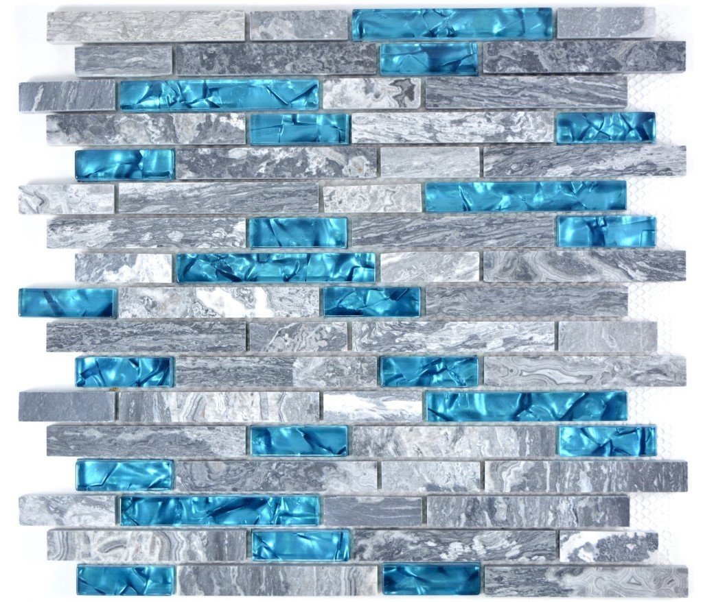 Carrelage mosaïque en verre transparent bleu cristal pour