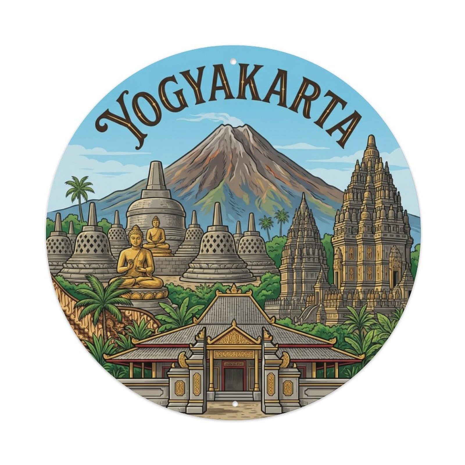 Indonesia Vintage Travel Yogyakarta Metal Tin Sign