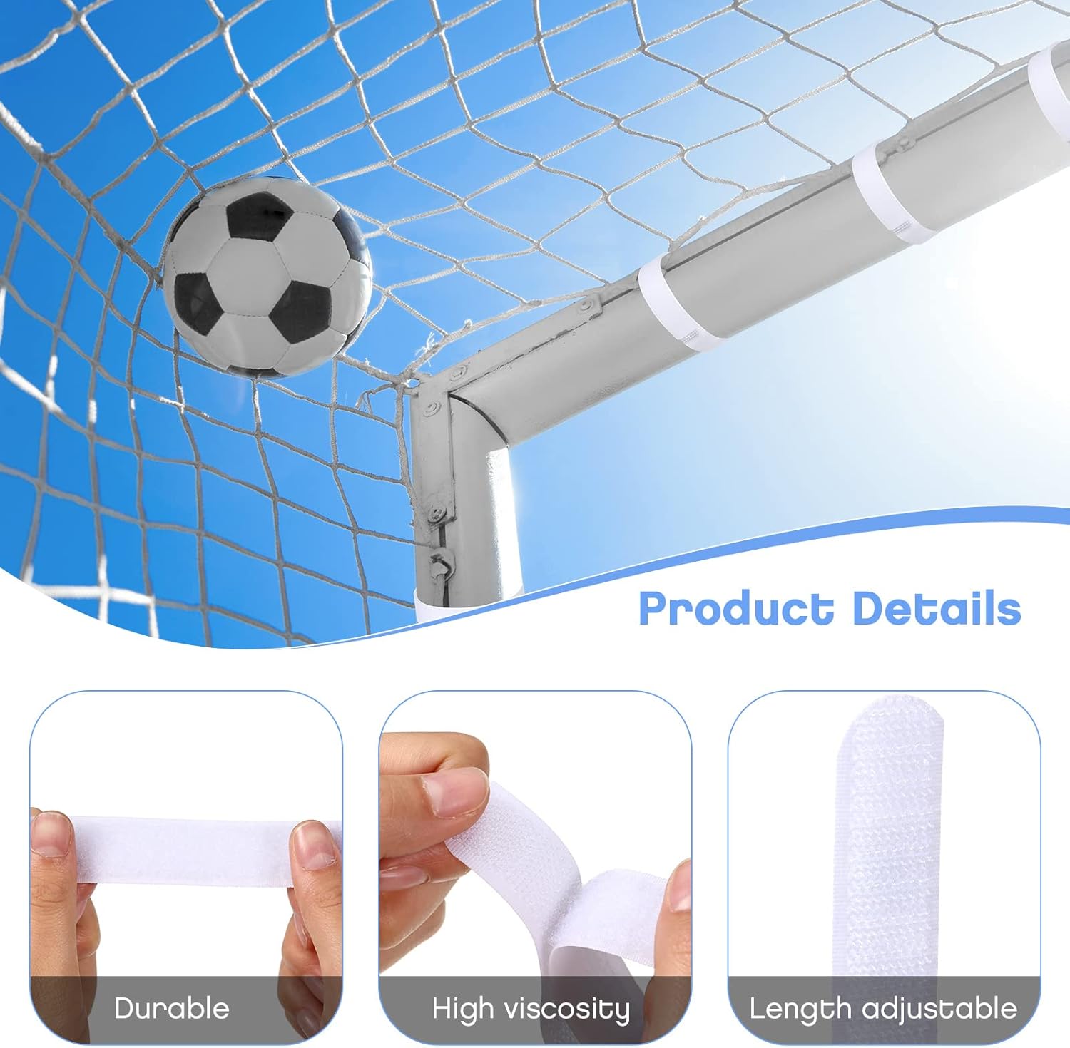 30 Pcs Goal Net Straps Soccer Attachment Straps Soccer Goal Trap White for Holding Soccer Nets