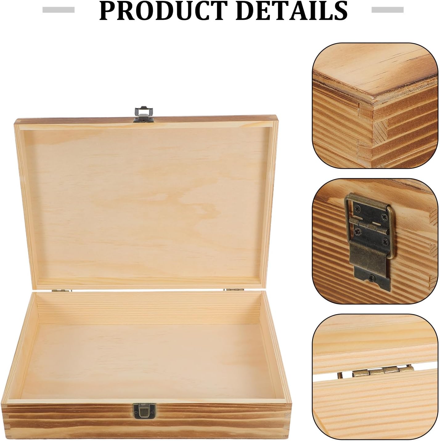 Wooden Cassette Tape Box with Hinged Lid - Audio Tape Holder Store 36 Cassettes - Media Storage Organizer for Retro Music Shelf Collection Display