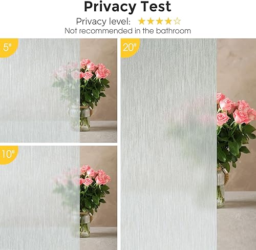Vista 7 de Viseeko - Película de privacidad para ventana, bloquea el sol, película de vidrio esmerilado, no adhesiva, estática para ventana, protección UV