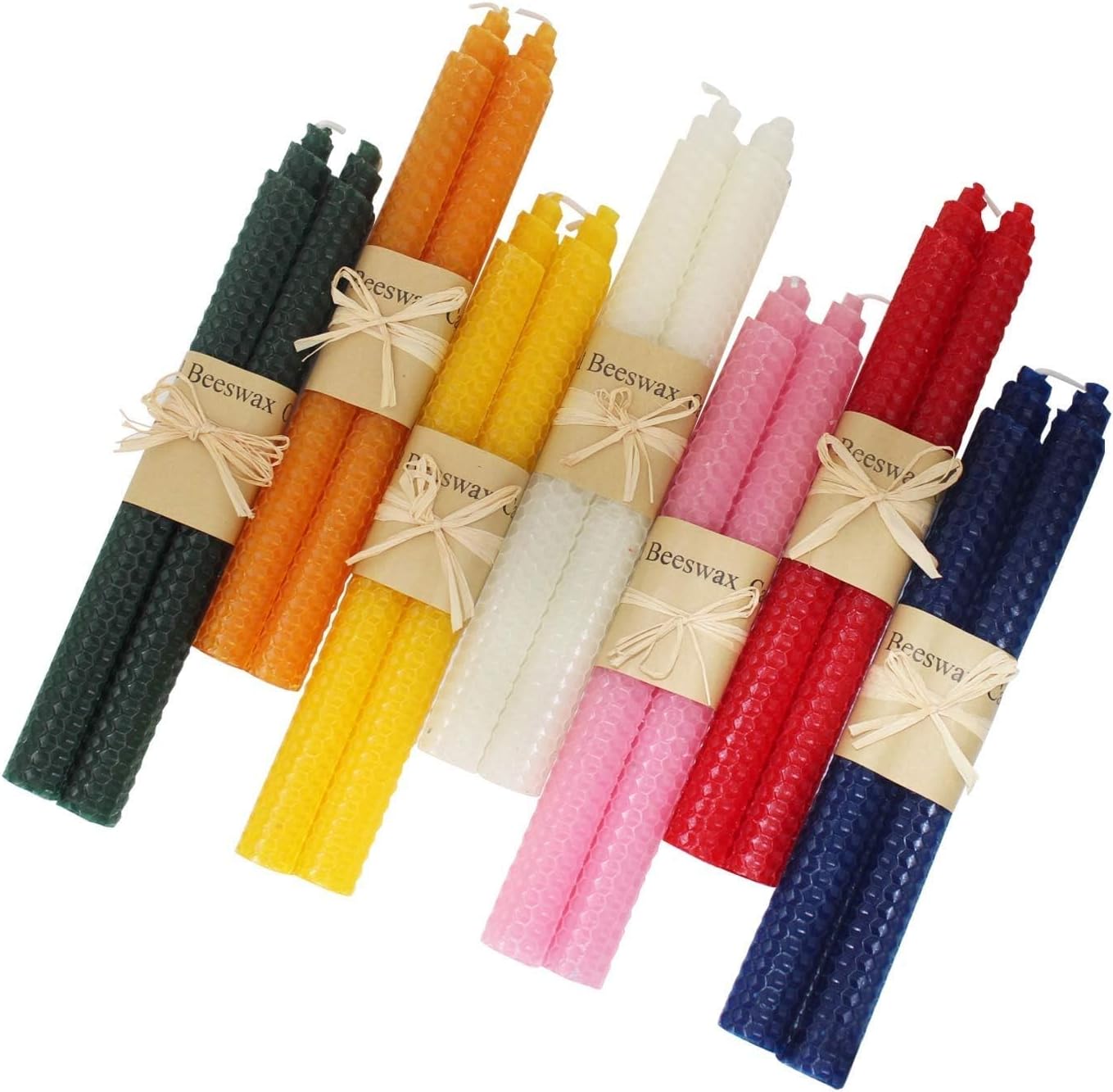 Set of 14 Beeswax Handmade Taper Candles, 9 Inch Smokeless Dripless Wax Candles, Beeswax Candle for Home Gift Ideas, Long Candle Sticks for Wedding,Dinner