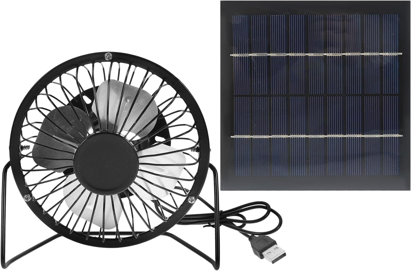 5w Solar Panel Fan Kit for Dog House and Rv, Environmentally Friendly Iron Material USB Plug, for Camping and Pet Cooling, Black Colour Random Fan Bracket and 70cm USB Cable