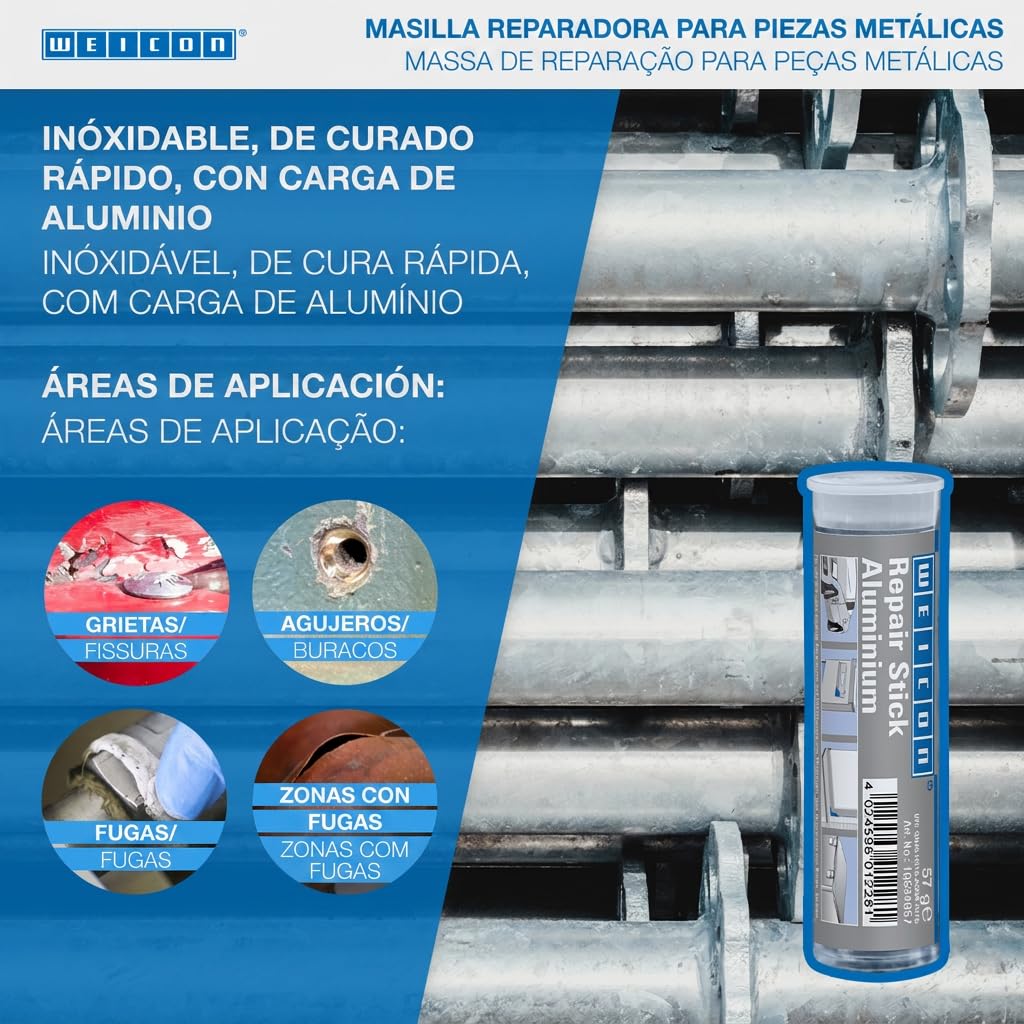 WEICON Masilla Reparadora Titanio | 115 g | De 2 Componentes | Sistema de resina epoxi resistente al desgaste y altas temperaturas