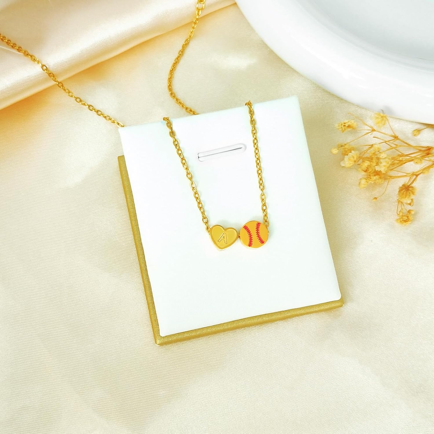 Softball Baseball Necklace Gifts for 8-12 Women, Gold Initial Necklace Gameday Sports Themed Jewelry Baseball Mom Gift - Image 6