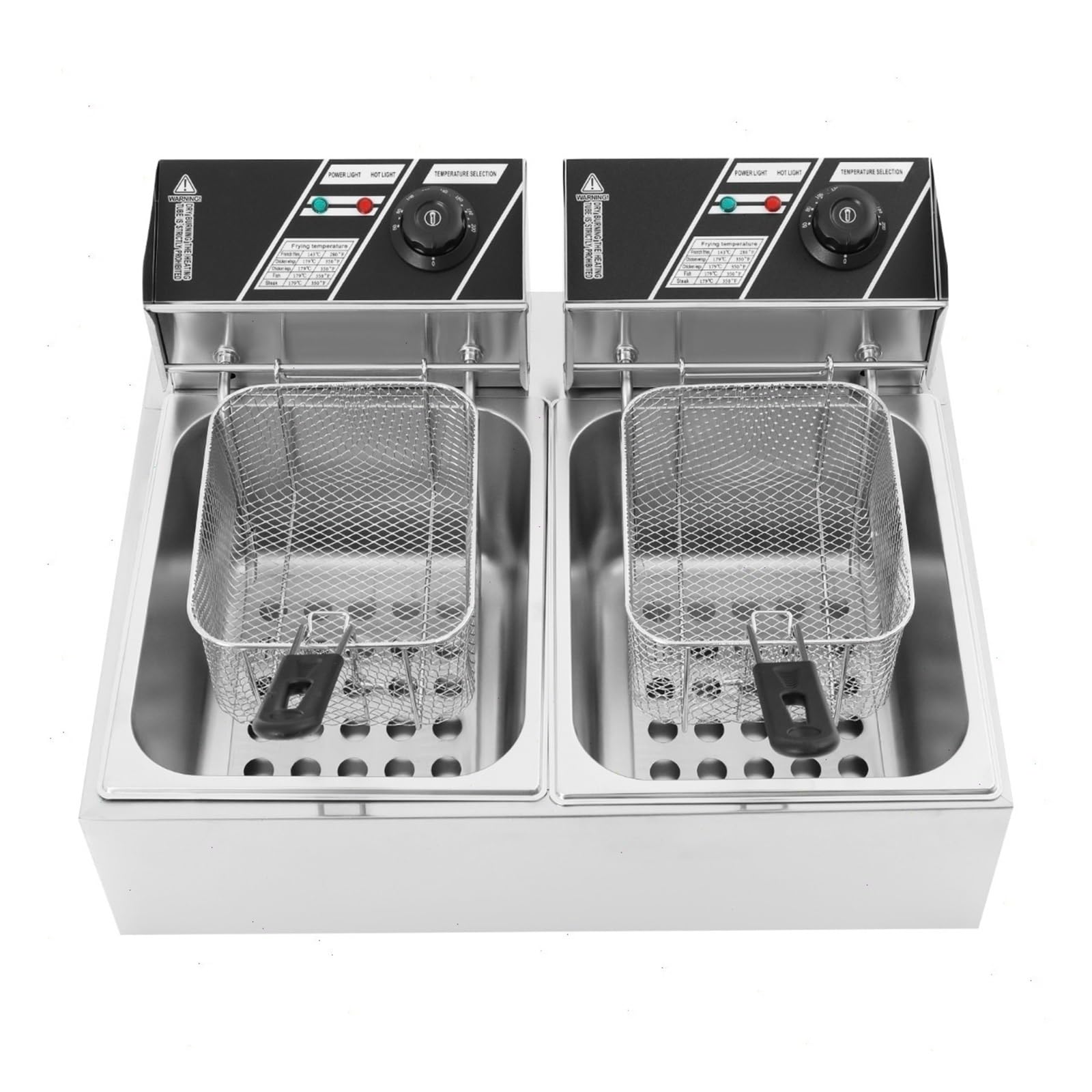 Friteuse Double Réservoir 2 * 6L, Électrique Avec Panier, 2,5 KW Chauffage Rapide