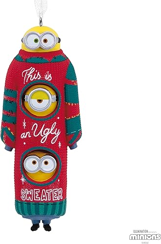 Miniatura 6 de Hallmark Minions: The Rise of Gru, Bob, Kevin y Stuart The Minions en suéter navideño feo adorno navideño