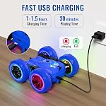 Télécommande, recharge rapide et directe RC Voitures avec lumière colorée, double face 360° Flips RC Voiture à talons 2.4Ghz 4WD Tous terrains RC Voiture de course cadeau de Noël pour les garçons et les filles âgés de 3 à 12 ans