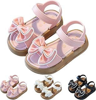 Sandalen Mädchen Süßes Prinzessin Schuhe Elegant Offene Schuhe Sommersandalen mit Schleife Rutschfeste Weiche Sohle Strandsandalen Bequem Lässig Kindersandalen für Hochzeiten Geburtstagsfeiern Campus