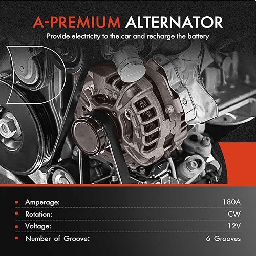 Miniatura 2 de A-Premium Alternador compatible con Mercedes-Benz S400 2010 2011 2012 2013, 12V 180A polea de 6 ranuras en el sentido de las agujas del reloj,