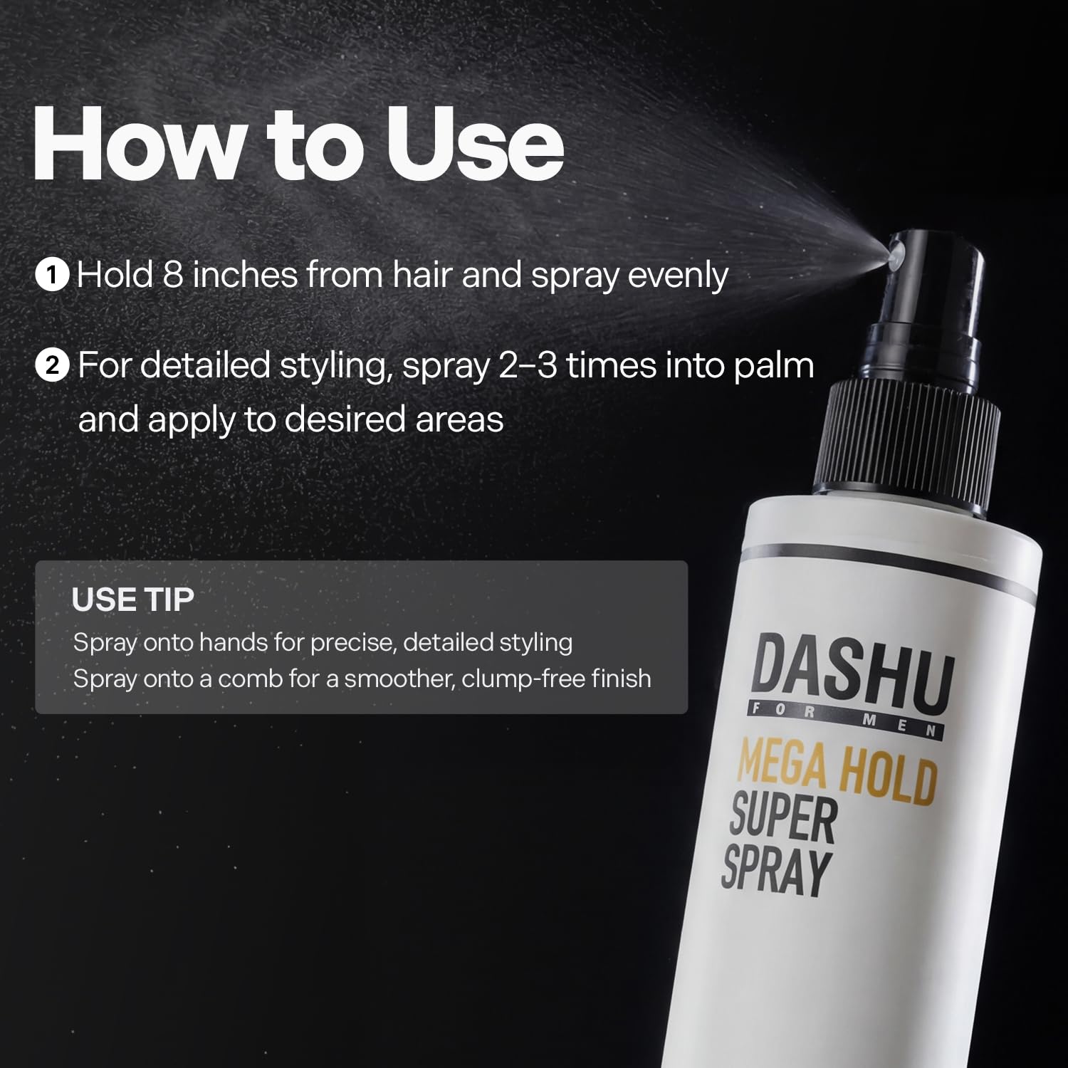 Dashu Premium Mega Hold Super Spray dla mężczyzn 8,45 fl oz – Extra Strong Hold, Prevention, All-Natural Ingredients