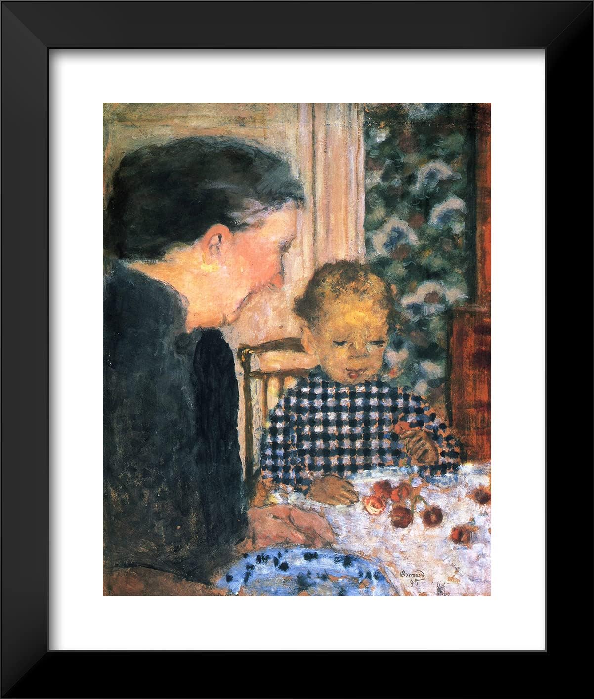 ArtDirect Bonnard, Pierre 20x23 Black Modern Framed Art Print Titled: Child Eating Cherries