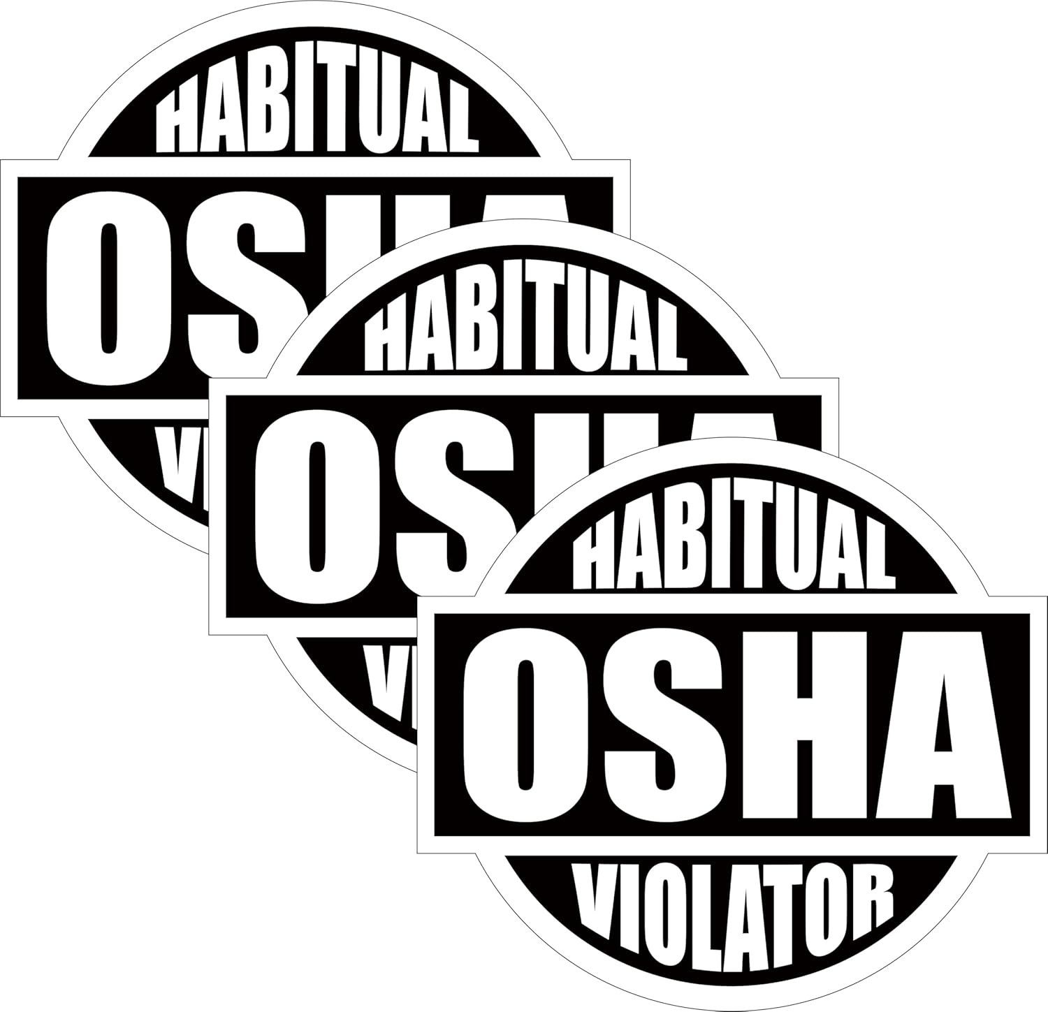 3 pcs OSHA Violator Funny Hard Hat Sticker, Black and White, Helmet Decal Prank Tool Box Safety Stickers