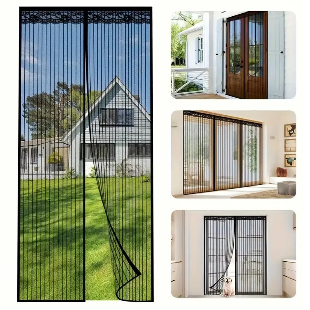 Royalkart Polyester Magnetic Mosquito Net for Door|Auto-Closing Mosquito Screen Curtain with 34 Magnets, Self-Adhesive Hook Tape & 15 Push Pins(110 x 215 cm,Black) (B09795ZF63) Amazon Price History, Amazon Price Tracker