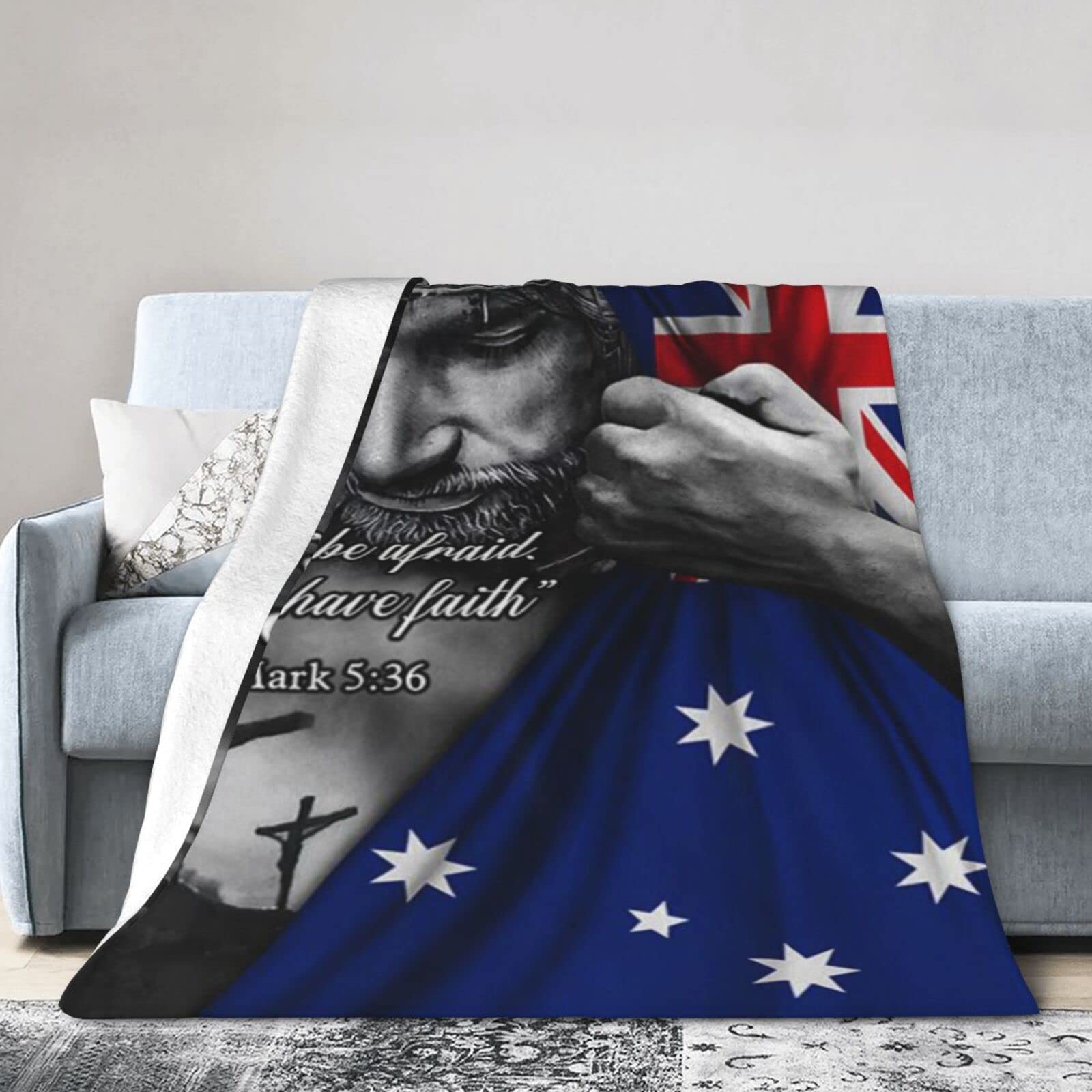 Lsjuee Flannel Fleece Blanket 50"X40" Jesus Don‘t Be Afraid Just Have Faith Australian Bed Throw Blanket Funny Ultra-Soft Travel Winter Blankets for Kids Keep Warm
