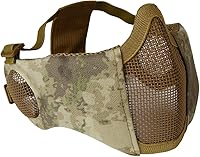 Vista 11 de AOUTACC Máscara de malla de airsoft plegable, máscaras de malla tácticas militares de nailon de media cara con protección para los oídos ajustables