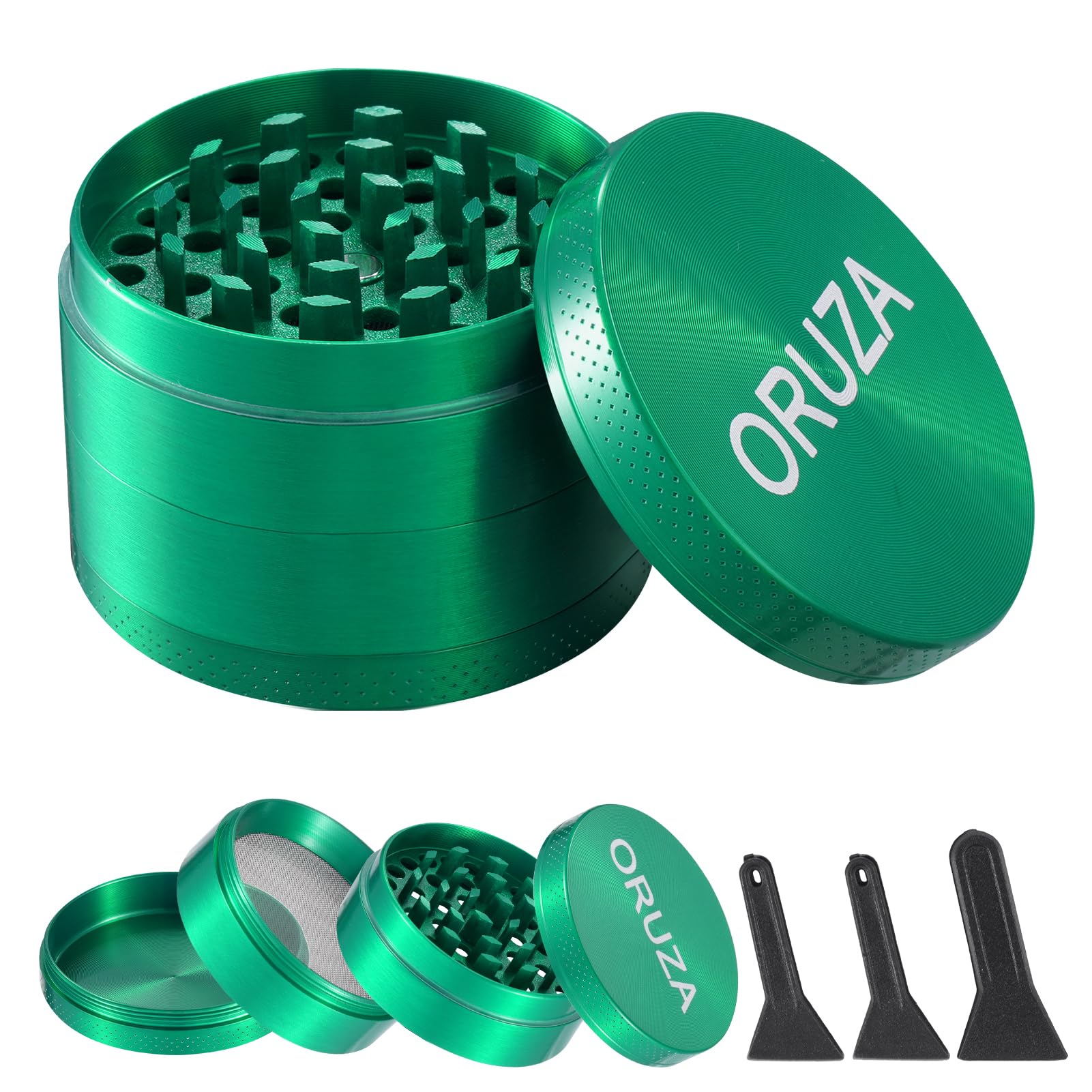 Herb Grinder, Spice Grinder with Pollen Catcher and Magnetic Top, Portable Grinder for Dry Herb and Spice Green (50 mm)