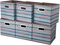 Vista 13 de Cubos de Almacenamiento de Tela Ballena 10.5 x 10.5 x 11 pulgadas Plegables Azul Marino Cubos de Almacenamiento de Tela Plegables Cajas Cubos