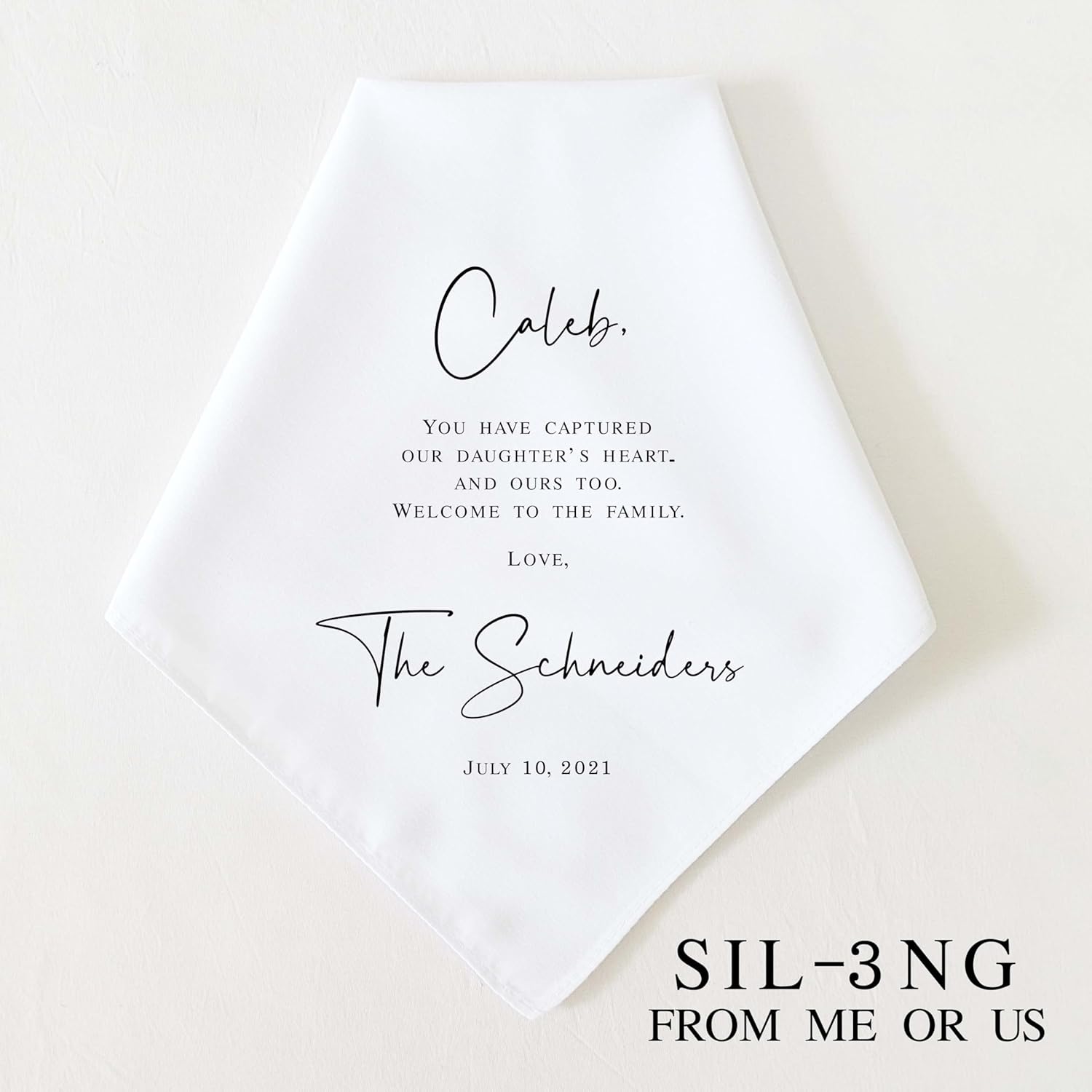 Son in Law Wedding Gift | Personalized Wedding Handkerchief | Gift for Son in Law from Mother in Law, in Laws - Image 4