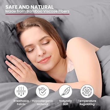 LUX Decor Bamboo Viscose Sheet Sets - Organic 35 Viscose DERIVED from Bamboo Rayon Blend with 65 Polyester - Cooling, Breathable and Soft, Hotel Luxury Experience Cal King, Grey