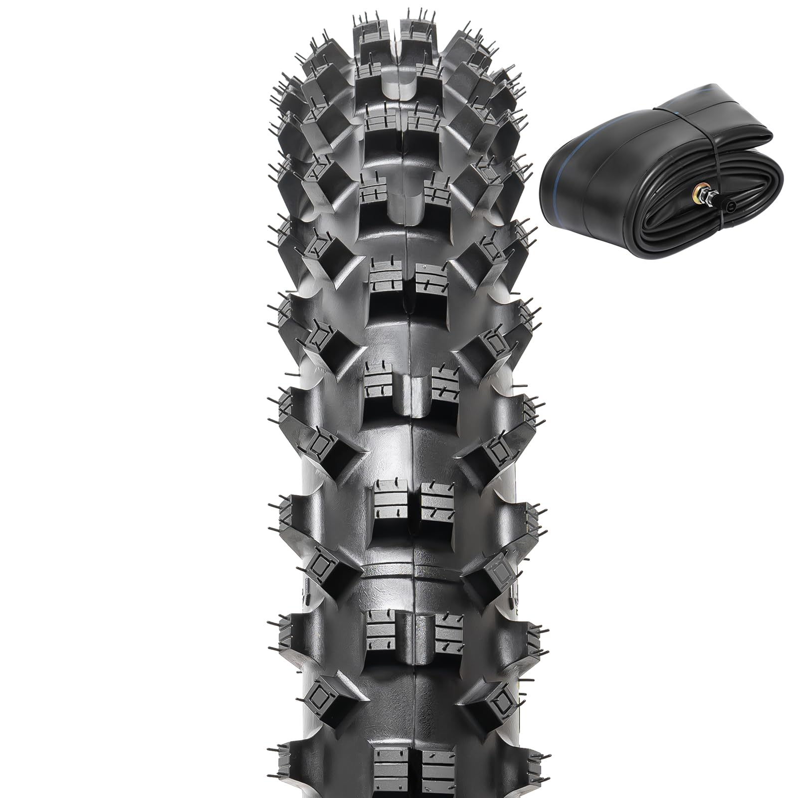 80/100-21 (4pr tt) 51m dirt bike front/rear tire and heavy duty inner tube compatible with 80/100-21 off road pit bike/motorcycle tire (p-262)