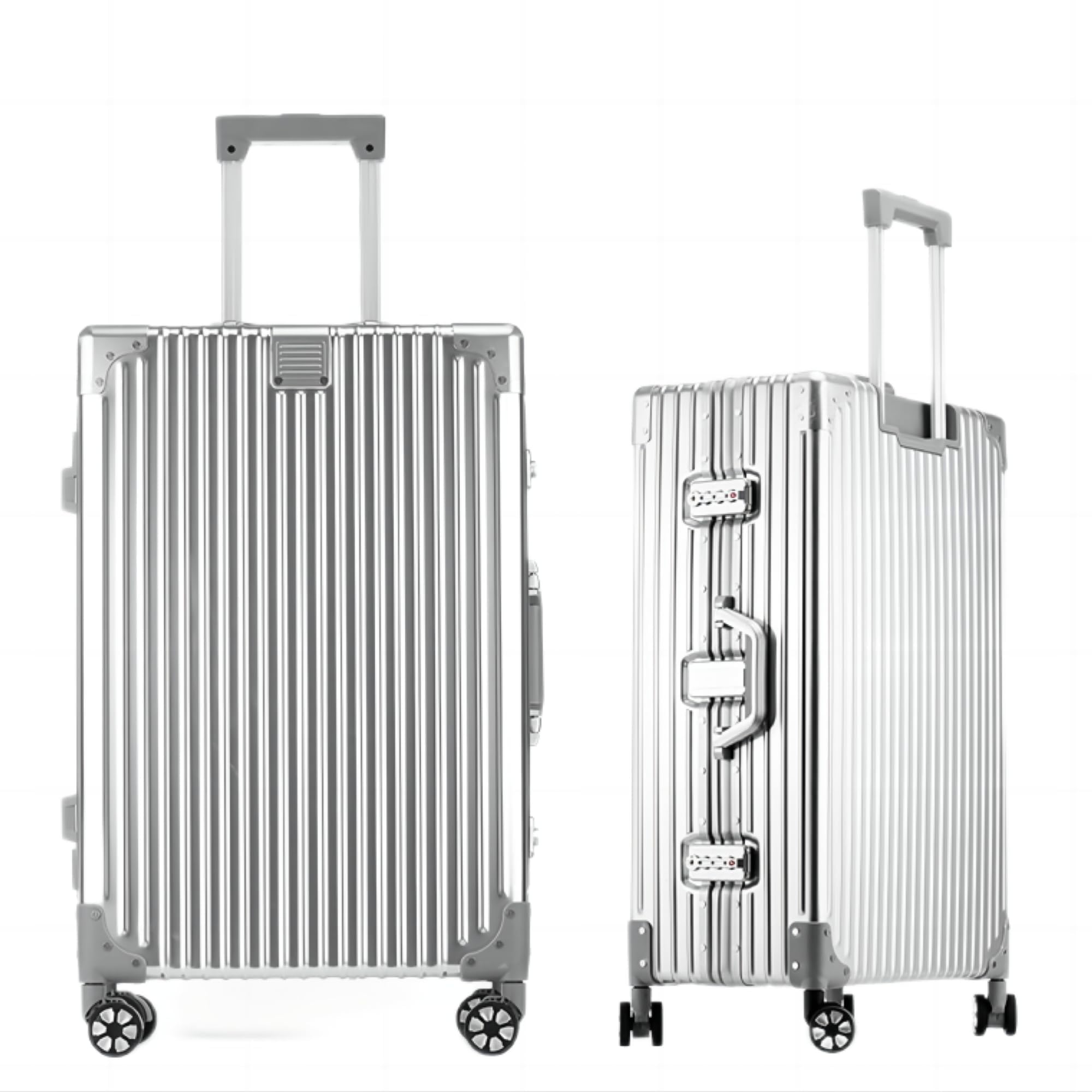 Aoliwei 100% Aluminium Mittelgroß Koffer (65L) - Premium Vollaluminium Reisekoffer - Robuster Check-in Trolley mit TSA-Schloss & 360° Doppelrollen - Sicherer Reisebegleiter für Business & Urlaub