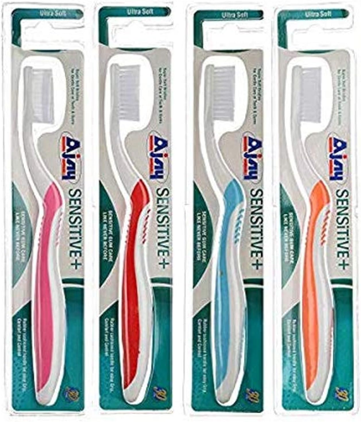 Ajay Sensitive+ Toothbrush (Ultra Soft, Pack Of 10) - Manual, Adult, Multicolor