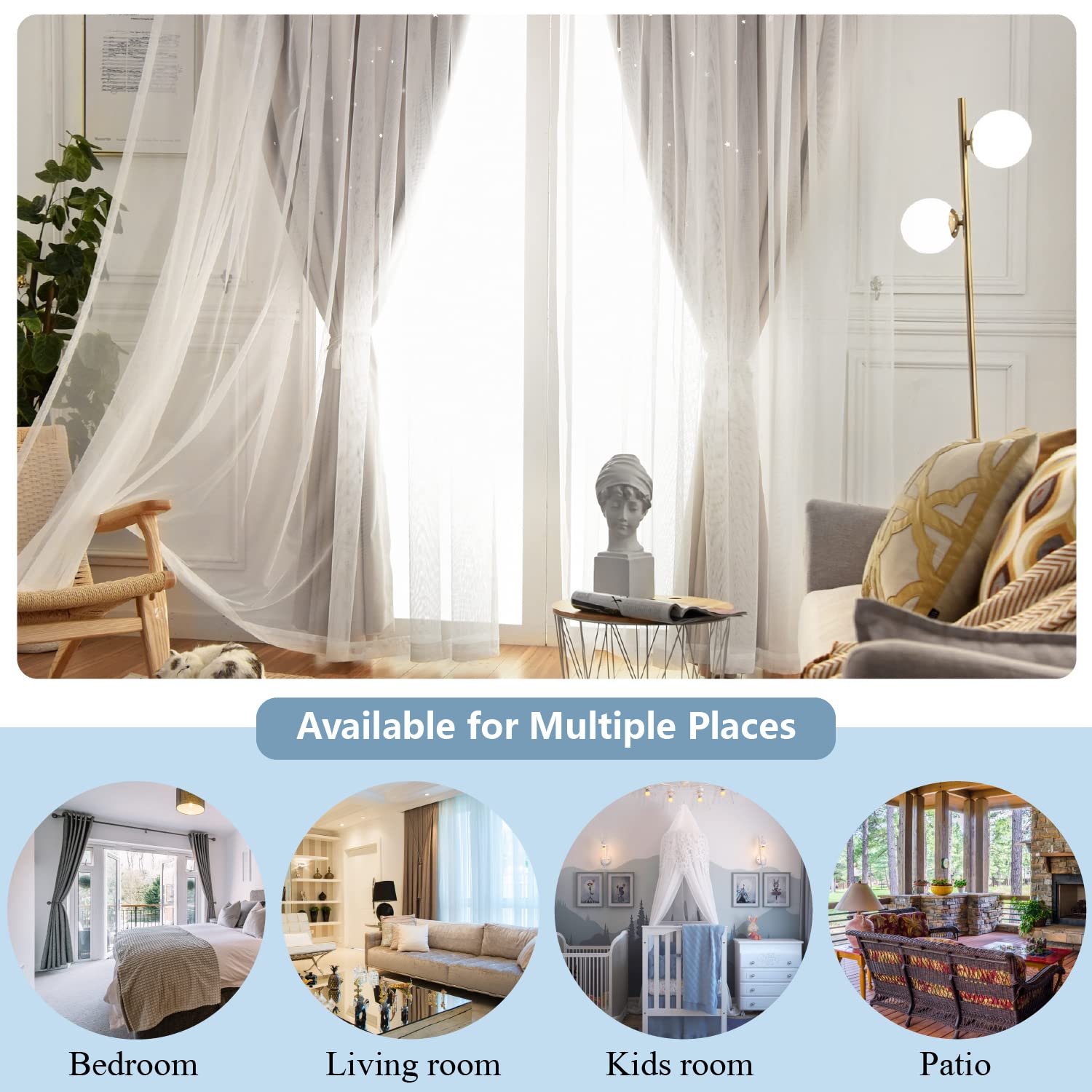 Loyala Tende Oscuranti Stelle 132x244 cm Set 2 Pannelli Camera da Letto Bambine
