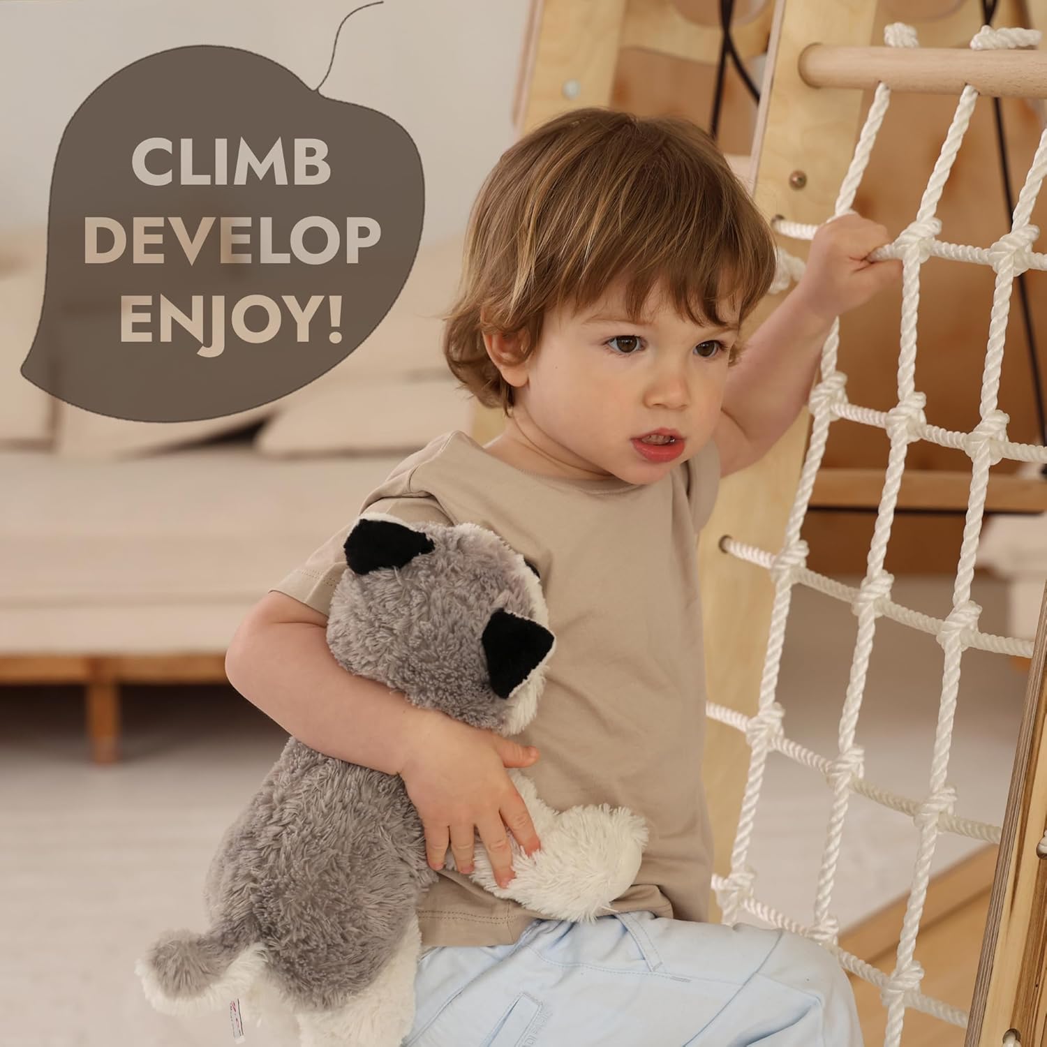 Goodevas Improves 9-in-1 Indoor Climbing Frame for Kids, Montessori Climbing Frame with Slide, Swing, Climbing Wall, Climbing Triangle - Playground for Nursery