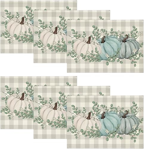 Artoid Mode Juego de 6 manteles individuales de otoño de 12 x 18 pulgadas para decoración de fiesta, cocina, comedor