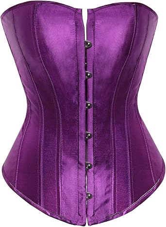 Usweetie Womens Corset Top Satin Overbust Waist Cincher Bustier