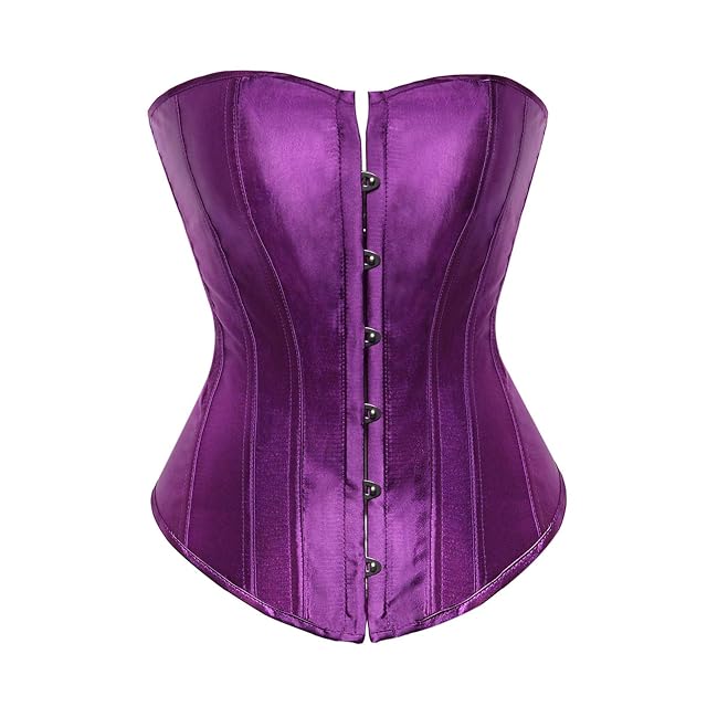 Womens Satin Bustier Corsets Top Sexy Strapless Lace Up Boned Waist Cincher Overbust Bustiers Plus Size Corsets