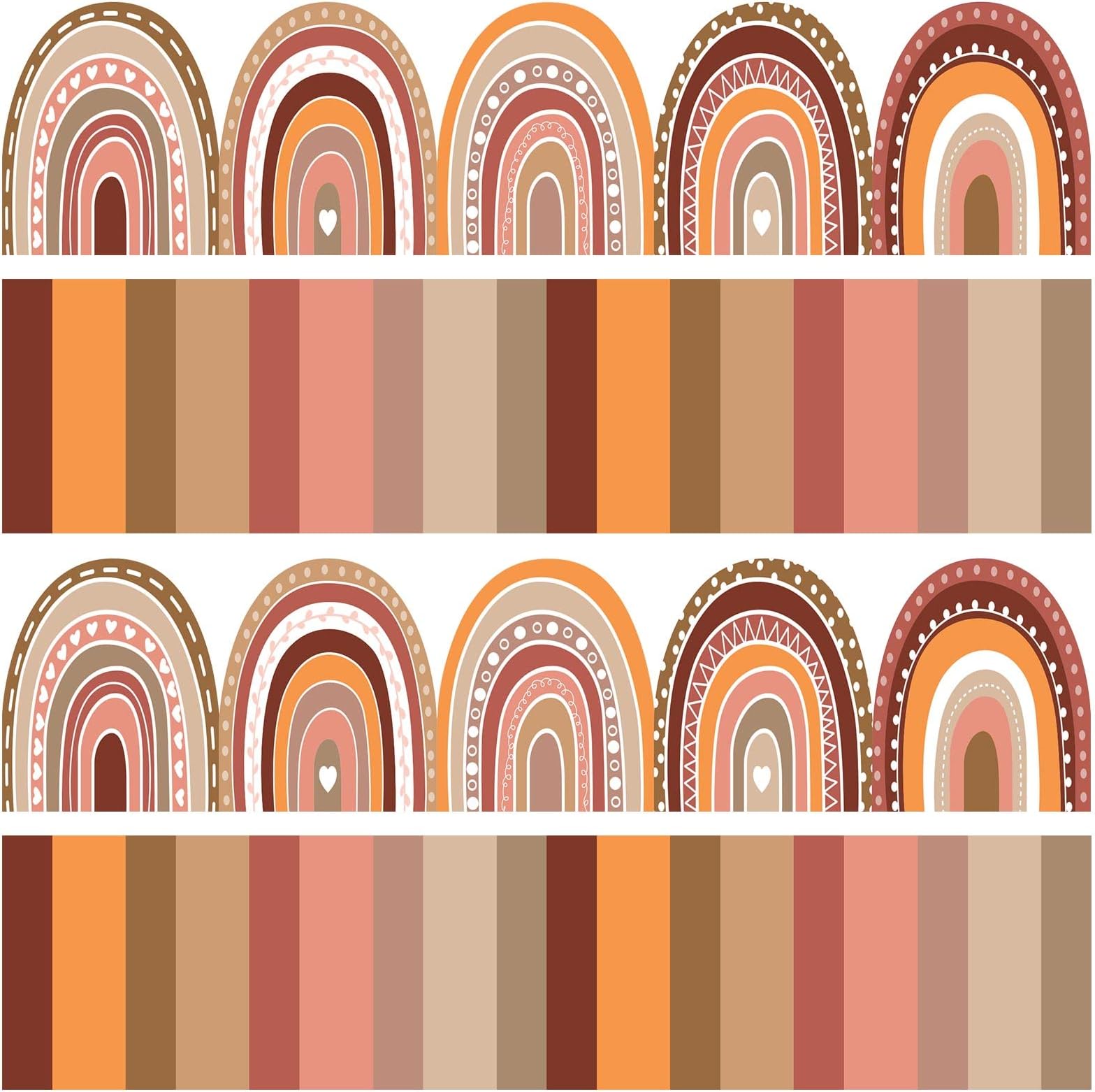 80 Pack Rainbow Bulletin Board Border Boho Rainbow Classroom Decor Striped Bulletin Board Border Rainbow Border Trim Classroom Borders for Bulletin Board, Desks, Locker, Classroom Decor, 2 Styles
