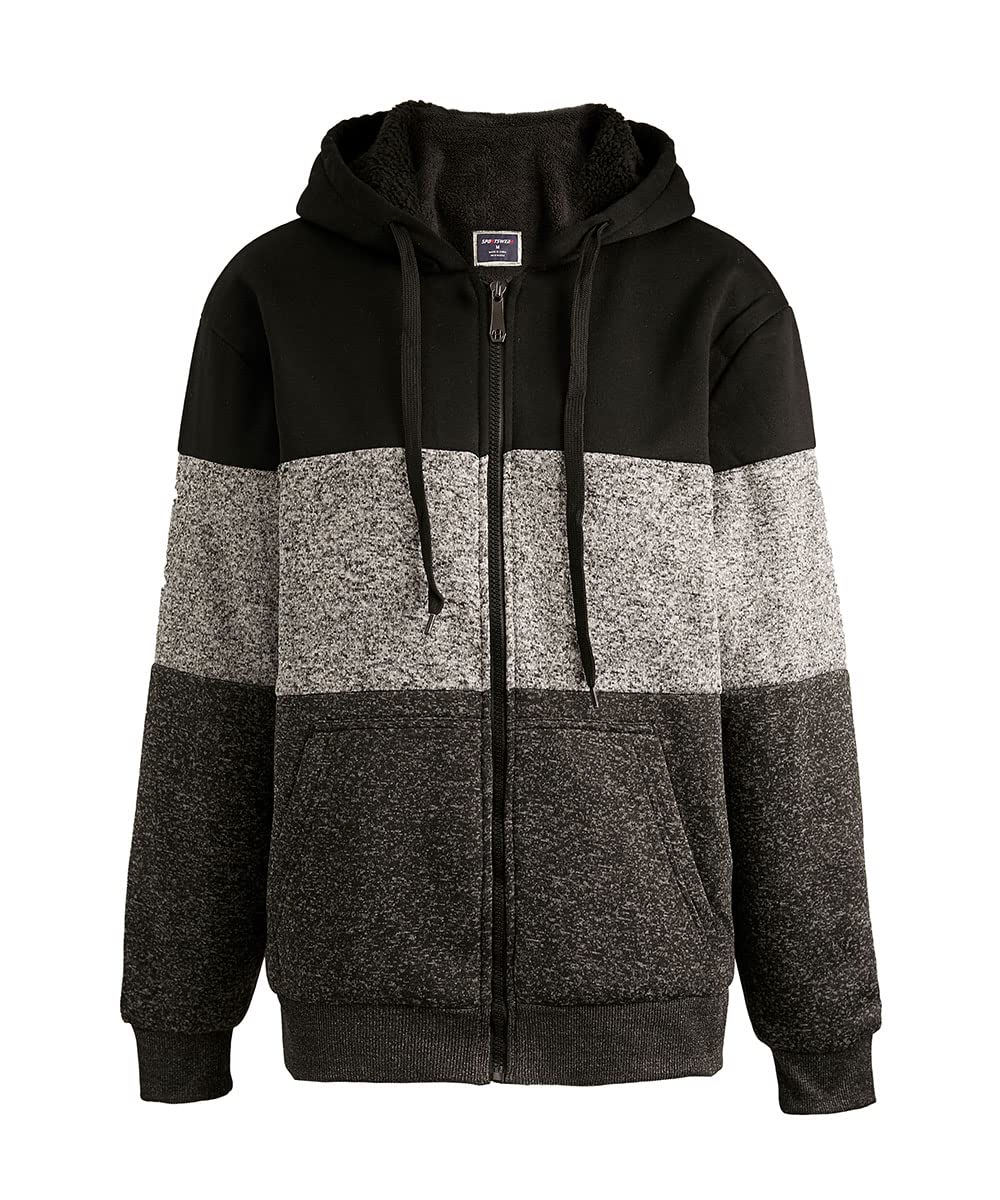 LeeHanTon Heavyweight Hoodies for Men Jackets Comfy Sherpa Lined Zip Up Hoodie Coats with Pockets Outerwear