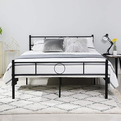 Aingoo Double Bed Frame Metal Platform Bed With Strong Metal Slats For Adults Children Kids In Black Amazon Co Uk Home Kitchen