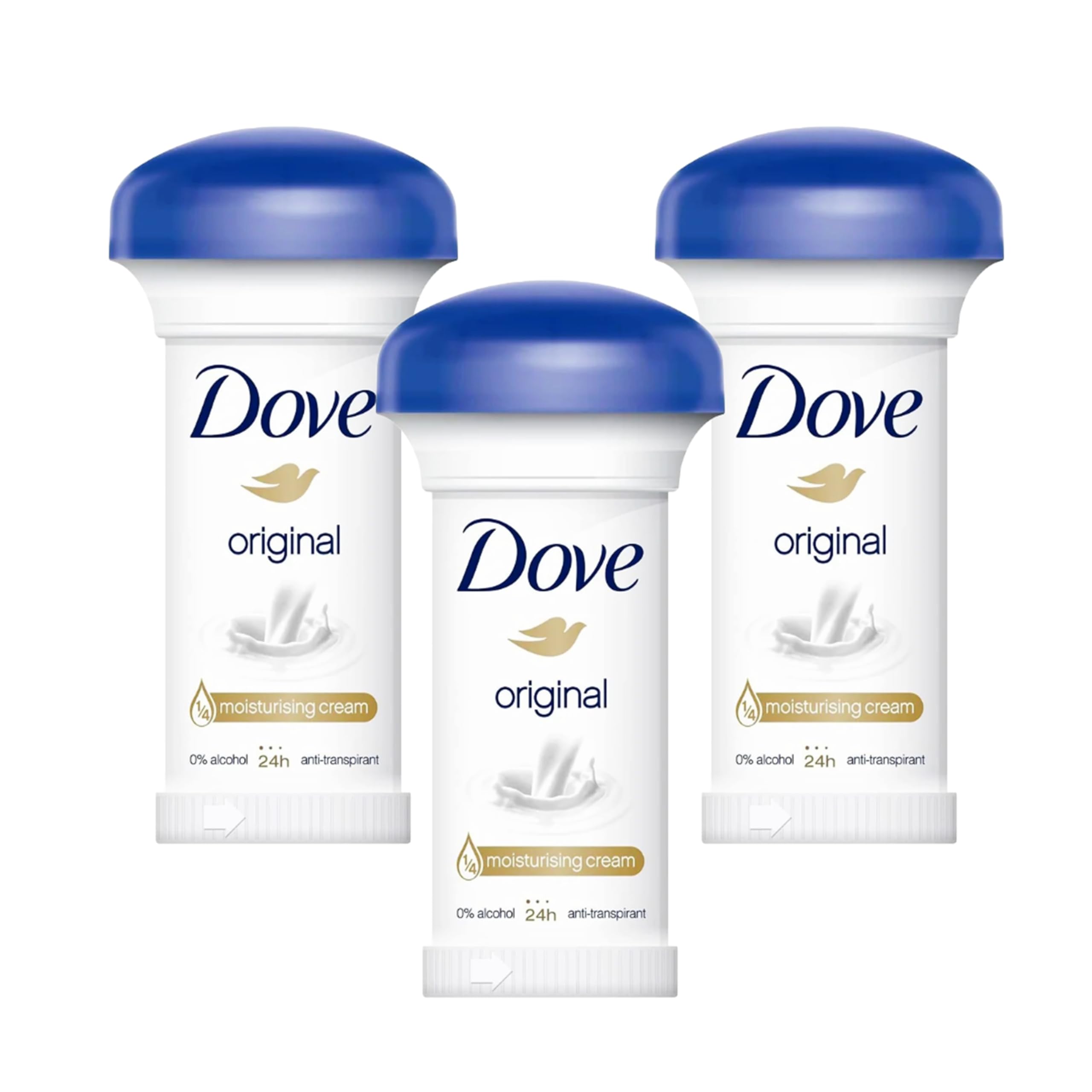 Dove Anti Perspirant Deodorant Bulk Buy - Pack of 3 x 50ml Womens 24h Anti Sweat & Odor Protection Deodorant Stick Moisturising Cream with Topline Card. Dove for Women