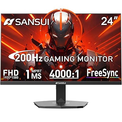 SANSUI Gaming Monitor, 24 Inch 200Hz 180Hz, FHD 1080P 1ms 110% sRGB Computer Monitor, HDMI DP Ports VESA Support for Game Office (HDMI Cable Included ES-G24F4H)
