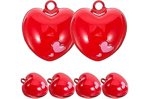 Kisangel 6Pcs Red Cat Collar Bell Heart Shaped Bell Jewelry Charms