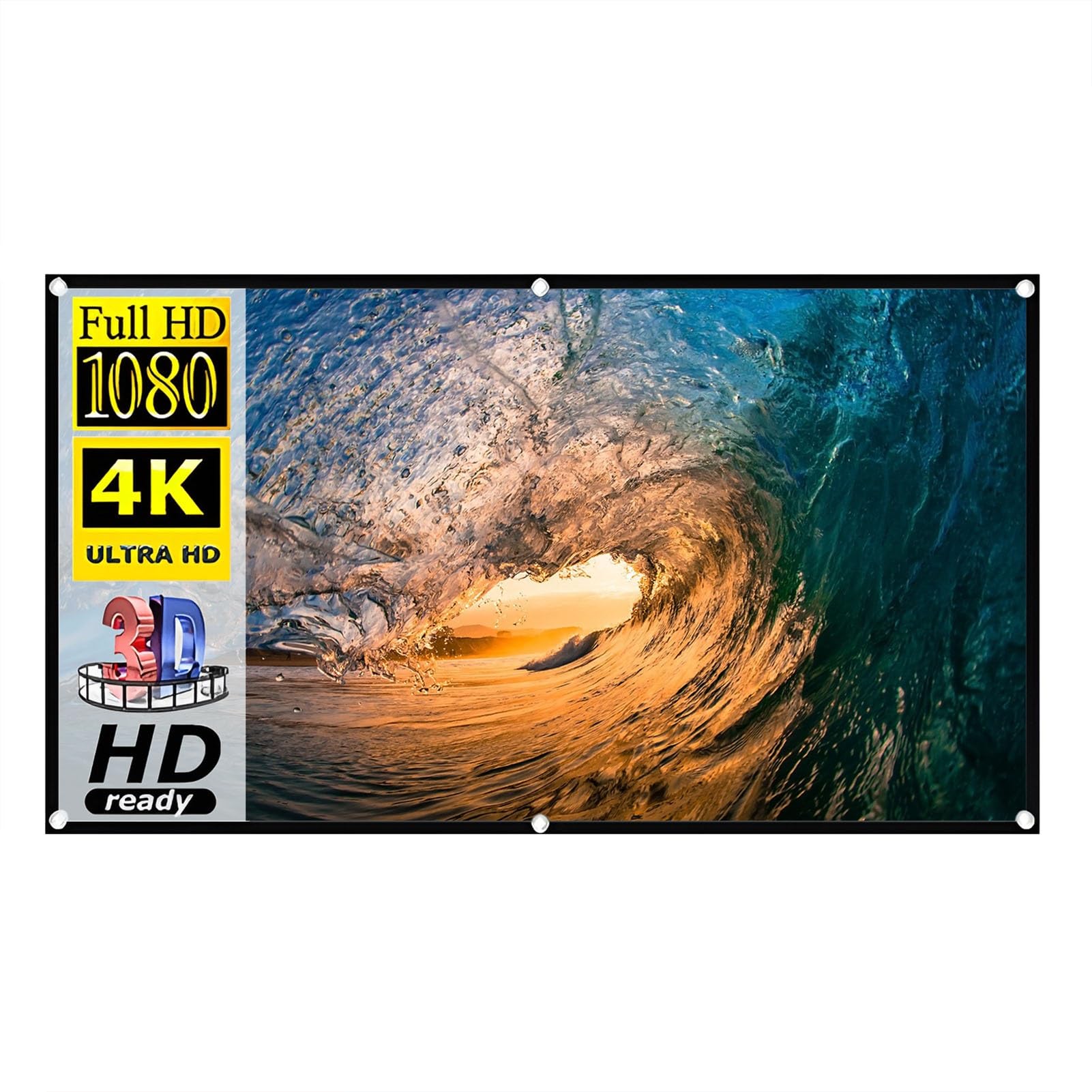 100-calowy ekran projekcyjny do użytku na zewnątrz, 16:9 HD 4K, przenośny, składany, zmywalny, bez zagnieceń, do oglądania filmów w ogrodzie(120in)