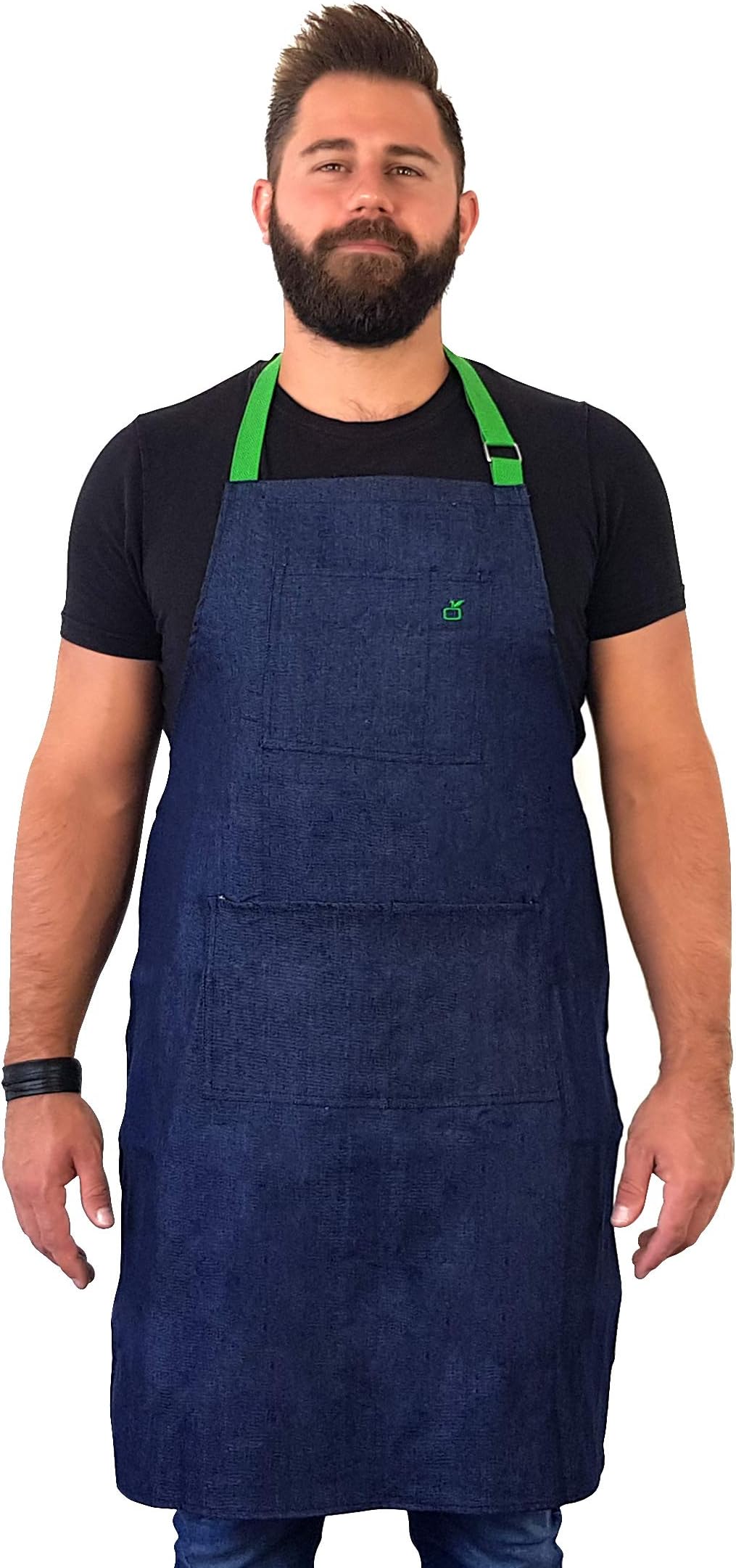 Cookut Jam-Denim Apron in A Glass Jar-Green Belt